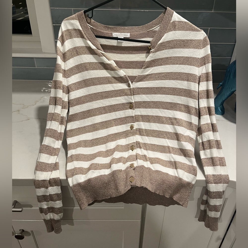Pretty Gold Stripe Cardigan (Must Add to a Bundle Amounting to a Minimum of $20)